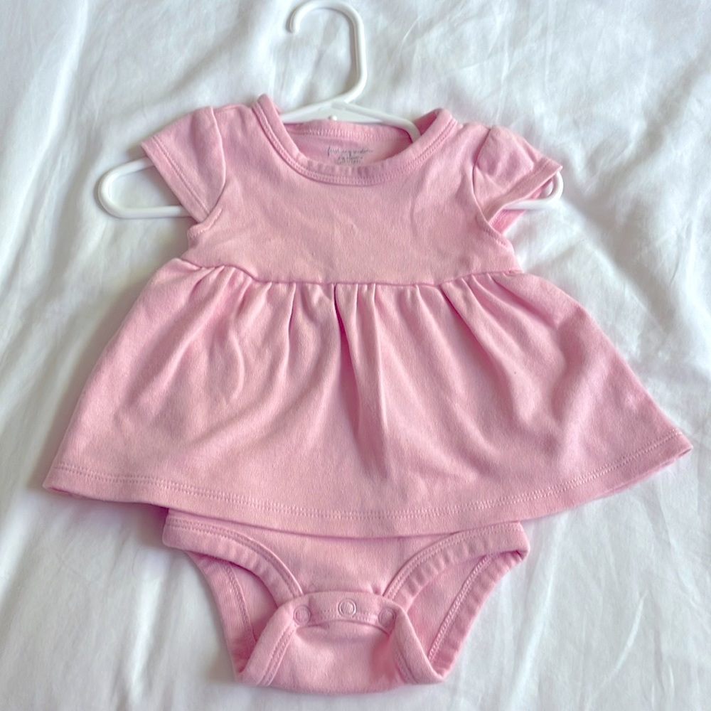 First Impressions like new pink baby onesie dress. Size 3-6 months. (12-17 lbs)